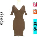 【中古】【古着】 リエンダ rienda ワンピース チュニック カシュクールリブニットミニワンピース 秋物 秋冬 春秋 ブラウン