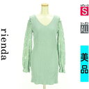 【中古】【古着】 リエンダ rienda ワンピース チュニック レース袖ミニリブワンピース オールシーズン 黄緑/ライトグリーン