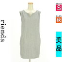 【中古】【古着】 リエンダ rienda ワンピース チュニック キーネックストライプミニワンピース 秋物 秋冬 春秋 グレー