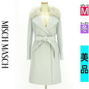 【4/23値下げ】【中古】【古着】 ミッシュマッシュ MISCH MASCH コート アウター ベルト付きファー襟ロングコート 冬物 冬 秋冬 水色/ライトブルー