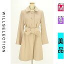 【4/23値下げ】【中古】【古着】 ウィルセレクション WILLSELECTION コート アウター ベルト付きファー襟ロングフレアコート 冬物 冬 秋冬 ベージュ