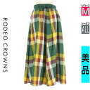 【4/23値下げ】【中古】【古着】 ロデオクラウン RODEO CROWNS ロングスカート マキシスカート スカート チェック柄ボリュームフレアロングスカート オールシーズン グリーン