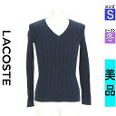 ラコステ LACOSTE ニット メンズ 冬 長袖 紺色/ネイビー S Vネックケーブル編みニットトップス 【中古】【古着】【大幅値下】