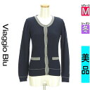 【4/23値下げ】【中古】【古着】 ビアッジョブルー Viaggio Blu アンサンブル トップス ラメライン半袖ニット+カーディガン 冬物 冬 秋冬 紺色/ネイビー