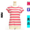 \週末限定★15%OFFクーポンで654円/ プーマ PUMA Tシャツ レディース 夏 半袖 ピンク L ボーダー柄Tシャツ 【中古】【古着】【大幅値下】