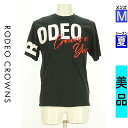 【4/23値下げ】【中古】【古着】 ロデオクラウン RODEO CROWNS Tシャツ トップス ロゴプリントTシャツ 夏物 春夏 ブラック