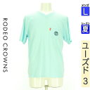 【4/23値下げ】【中古】【古着】 ロデオクラウン RODEO CROWNS Tシャツ トップス バックロゴプリントTシャツ 夏物 春夏 水色/ライトブルー