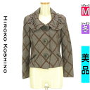 【4/23値下げ】【中古】【古着】 ヒロココシノ HIROKO KOSHINO ジャケット アウター ラメ糸混ひし形模様ジャケット 冬物 冬 秋冬 ブラウン