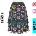 【4/23値下げ】【中古】【古着】 ヒロコビス HIROKO BIS ロングスカート マキシスカート スカート 膝丈花模様切替フレアスカート 春物 春秋 春夏 ブラック