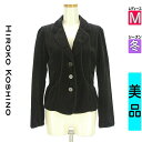 \期間限定!10%OFFクーポンで7128円/ ヒロココシノ HIROKO KOSHINO ジャケット レディース 冬 ブラック M パイピングベロアジャケット 【中古】【古着】【大幅値下】お買い物マラソン全品P5倍