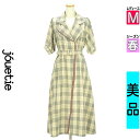 【4/23値下げ】【中古】【古着】 ジュエティ jouetie ワンピース チュニック ワンピース チェック柄バルーン袖ワンピース 春物 春秋 春夏 ベージュ
