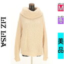【4/23値下げ】【中古】【古着】 リズリサ LIZ LISA ニット トップス レース切替オフタートルシャギーニット 冬物 冬 秋冬 ベージュ
