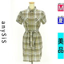 【4/23値下げ】【中古】【古着】 エニィスィス anySiS ワンピース チュニック ワンピース ベルト付き膝上チェックシャツワンピース 夏物 春夏 カーキ