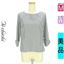 \SS限定★20%OFFクーポンで1496円×P5倍/ テチチ Te chichi カットソー プルオーバー レディース 春 長袖 紺色/ネイビー M リボン風8分袖ストライプカットソー 【中古】【古着】【セール】楽天スーパーSALE(4)