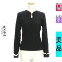\超得★20%OFFクーポンで1672円/ アクシーズファム axes femme ニット レディース 冬 長袖 ブラック M バイカラーフリルリブニットトップ...