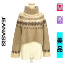【4/23値下げ】【中古】【古着】 ジーナシス JEANASiS ニット トップス フェアアイル柄モックネックニットトップス 冬物 冬 秋冬 ブラウン