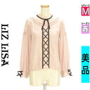 【4/23値下げ】【中古】【古着】 リズリサ LIZ LISA カットソー プルオーバー トップス ドットチュール切替シフォンブラウス 春物 春秋 春夏 ピンク