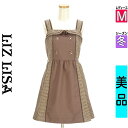 【4/23値下げ】【中古】【古着】 リズリサ LIZ LISA キャミワンピース ワンピース 千鳥柄切替リボンキャミワンピース 冬物 冬 秋冬 ブラウン