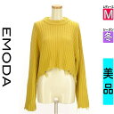 【中古】【古着】 エモダ EMODA ニット トップス ダメージ加工リブニットトップス 冬物 冬 秋冬 イエロー