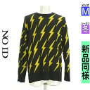 \お買い物マラソン全品ポイント5倍/ ノーアイディー NO ID ニット メンズ 冬 長袖 ブラック M 稲妻ニットトップス 【中古】【古着】【セール】