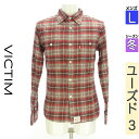 【4/23値下げ】【中古】【古着】 ヴィクティム Victim カジュアルシャツ シャツ ラメ糸混チェック柄シャツ 冬物 冬 秋冬 レッド