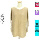 \超得★20%OFFクーポンで2992円/ ビッキー VICKY ニット レディース 冬 長袖 ベージュ M ラメニットトップス 【中古】【古着】【セール】