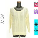 \超得★20%OFFクーポンで2816円/ ビッキー VICKY ニット レディース 冬 長袖 ホワイト M ケーブルニットトップス 【中古】【古着】【セール】