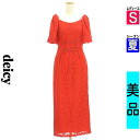 【4/23値下げ】【中古】【古着】 デイシー DEICY ワンピース チュニック ワンピース パルーンスリーブレースロングワンピース 夏物 春夏 レッド
