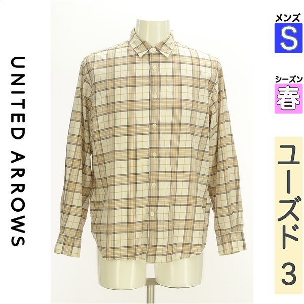 \ブラックフライデー★30%OFFクーポン配布中/ ユナイテッドアローズ UNITED ARROWS カジュアルシャツ メンズ 春 長袖 アイボリー S チェッ...