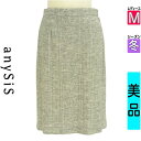 【4/23値下げ】【中古】【古着】 エニィスィス anySiS スカート スカート 膝丈ケーブルニットスカート 冬物 冬 秋冬 グレー