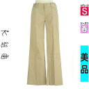 【4/23値下げ】【中古】【古着】 組曲 クミキョク パンツ パンツ ストライプ柄ワイドパンツ 春物 春秋 春夏 ベージュ