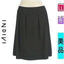 【4/23値下げ】【中古】【古着】 インディヴィ INDIVI スカート スカート 膝下丈裾シフォンタックスカート 冬物 冬 秋冬 ブラック