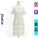 【4/23値下げ】【中古】【古着】 ジュエティ jouetie ワンピース チュニック ワンピース カラフルボーダーカットアウトショルダーワンピース 夏物 春夏 ホワイト