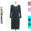 【4/23値下げ】【中古】【古着】 ロートレアモン LAUTREAMONT ワンピース チュニック ワンピース ウエストゴム膝下ワンピース 春物 春秋 春夏 紺色/ネイビー