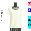 【4/23値下げ】【中古】【古着】 エムケーミッシェルクラン MK MICHEL KLEIN Tシャツ トップス 刺繍ロゴTシャツ 夏物 春夏 ホワイト