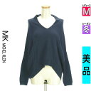 【4/23値下げ】【中古】【古着】 エムケーミッシェルクラン MK MICHEL KLEIN ニット トップス バックシフォンスキッパーニットトップス 冬物 冬 秋冬 紺色/ネイビー