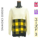 \超得★20%OFFクーポンで1848円/ ロデオクラウン RODEO CROWNS ニット レディース 冬 長袖 アイボリー M チェック柄ニット 【中古】【...
