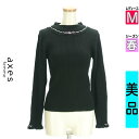 \週末限定★3000円OFFクーポン配布中/ アクシーズファム axes femme ニット レディース 春 長袖 ブラック M 袖口フリルリブニット 【中古】...