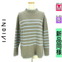 【5/8値下げ】【中古】【古着】 インディヴィ INDIVI ニット トップス ボーダーハイネックウールニット 冬物 冬 秋冬 グレー