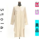 【5/8値下げ】【中古】【古着】 ストラ Stola. ワンピース チュニック ワンピース ドロップショルダーノーカラーシャツチュニック 春物 春秋 春夏 ベージュ