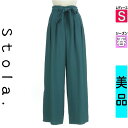 【5/8値下げ】【中古】【古着】 ストラ Stola. パンツ パンツ ハイウエストタックワイドパンツ 春物 春秋 春夏 グリーン