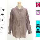 【5/8値下げ】【中古】【古着】 ストラ Stola. ブラウス シャツ サテンシアーオーバーブラウス 春物 春秋 春夏 パープル