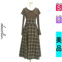 【5/8値下げ】【中古】【古着】 ダズリン dazzlin ワンピース チュニック ワンピース ビッグカラー異素材ロングワンピース 冬物 冬 秋冬 ブラウン