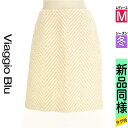【5/8値下げ】【中古】【古着】 ビアッジョブルー Viaggio Blu スカート スカート ヘリンボーン柄膝丈スカート 冬物 冬 秋冬 アイボリー