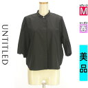 【5/8値下げ】【中古】【古着】 アンタイトル UNTITLED ブラウス シャツ スリットスリーブバンドカラーブラウス 春物 春秋 春夏 ブラック