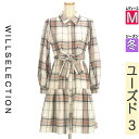 【5/8値下げ】【中古】【古着】 ウィルセレクション WILLSELECTION ワンピース チュニック ワンピース ベルト付きチェック柄起毛シャツワンピース 冬物 冬 秋冬 ホワイト