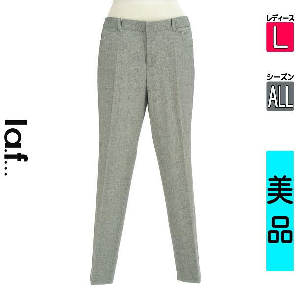 \期間限定!10%OFFクーポンで4950円/ ラエフ la.f... パンツ レディース オールシーズン ブラック L グレンチェックテーパードパンツ 【中古】【古着】【セール】お買い物マラソン全品P5倍