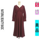 【5/8値下げ】【中古】【古着】 ナチュラルビューティベーシック NATURAL BEAUTY BASIC ワンピース チュニック ワンピース ハートネックギャザー切替ワンピース 春物 春秋 春夏 レッド