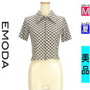 【5/8値下げ】【中古】【古着】 エモダ EMODA ブラウス シャツ ギンガムチェックブラウス 夏物 春夏 ブラック
