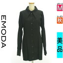 【5/8値下げ】【中古】【古着】 エモダ EMODA ワンピース チュニック ワンピース シャーリング袖シャツワンピース 秋物 秋冬 春秋 ブラック
